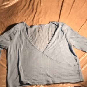 Baby blue cropped long sleeve shirt